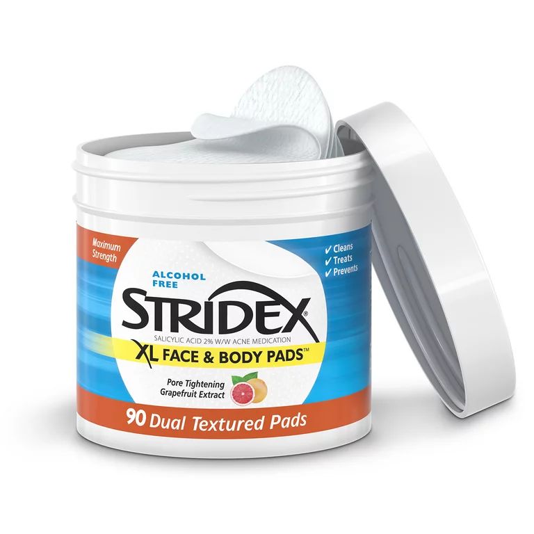 Stridex XL Acne Pads for Face and Body with Salicylic Acid, Alcohol Free, 90 Count | Walmart (US)