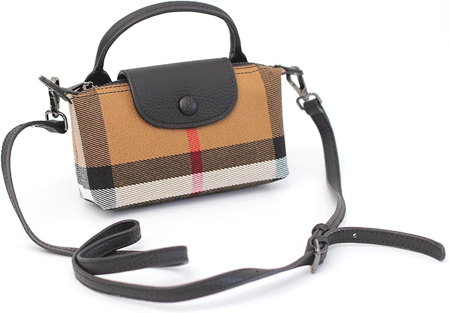 Small Size Luxury Plaid Women's Top Handle Handbag Canvas and Leather Mini Contrasting Colors Sat... | Amazon (US)