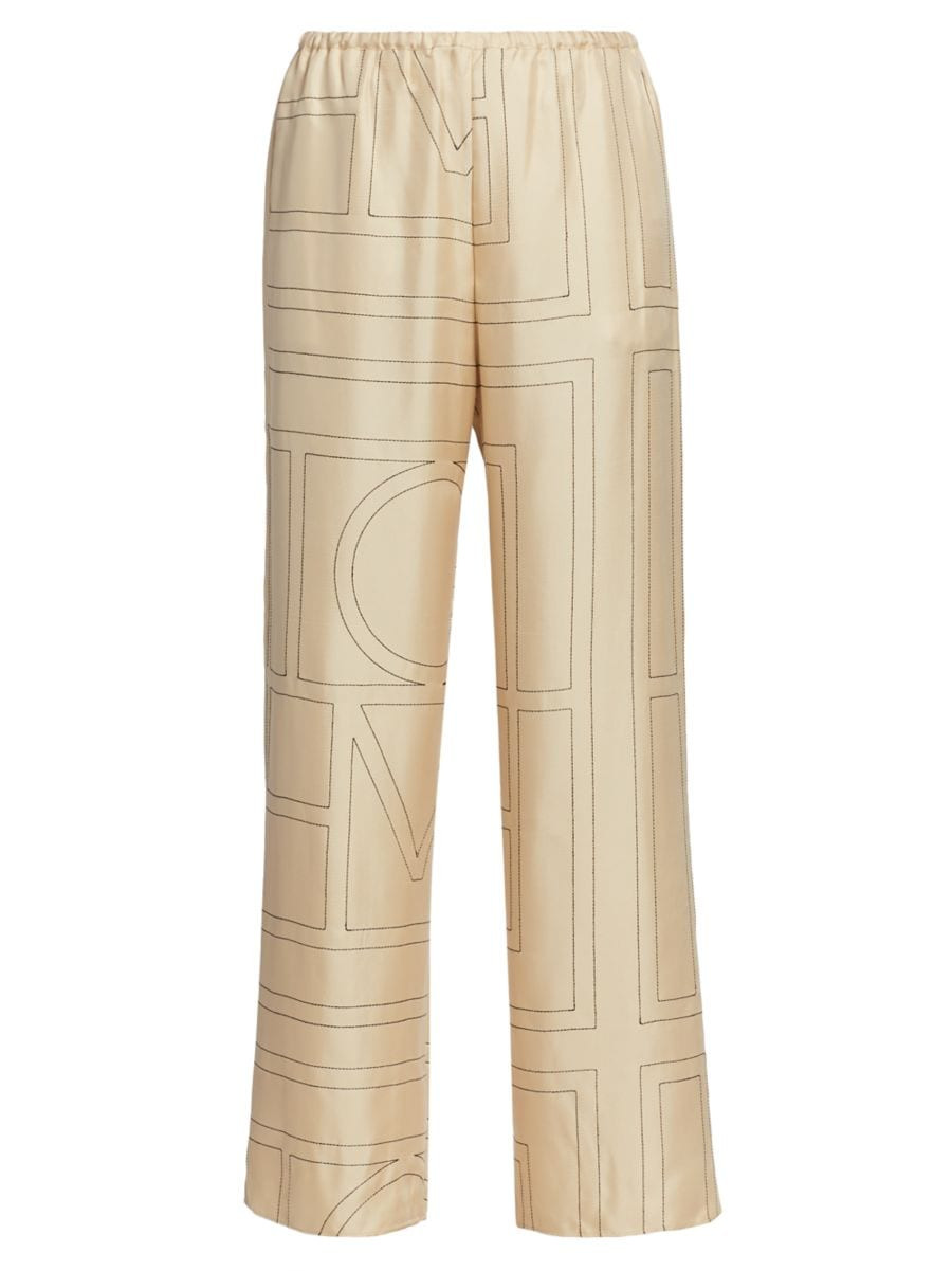 Monogram Stitch Silk Pants | Saks Fifth Avenue