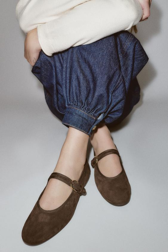SUEDE BALLET FLATS | Zara US