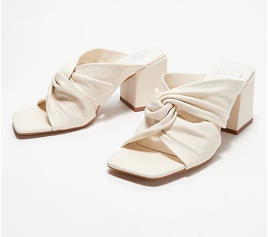 Vince Camuto Leather Heeled Mules - Jenabie | QVC