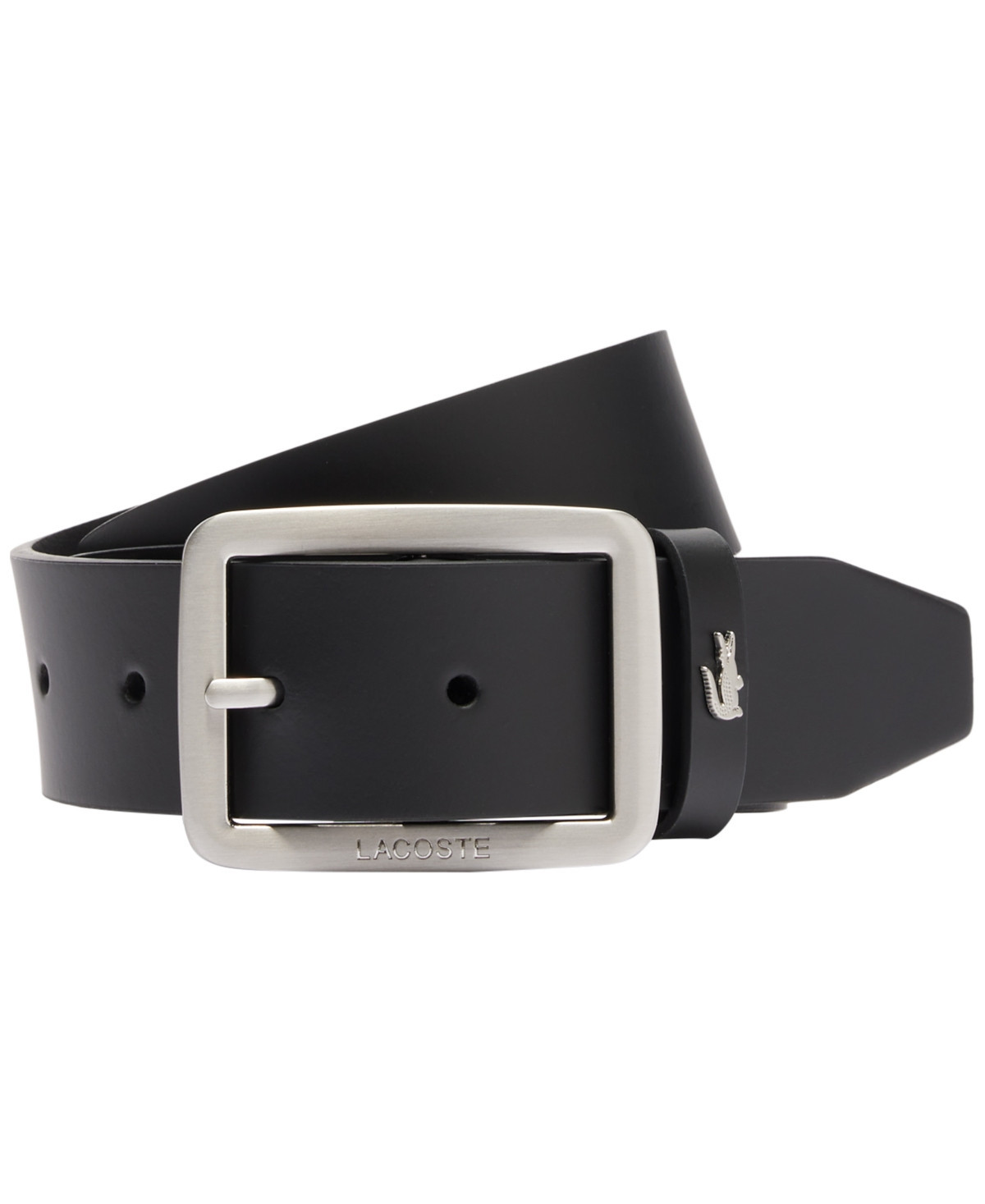 Lacoste Men's Embossed Buckle Leather Belt - Black | Macy's