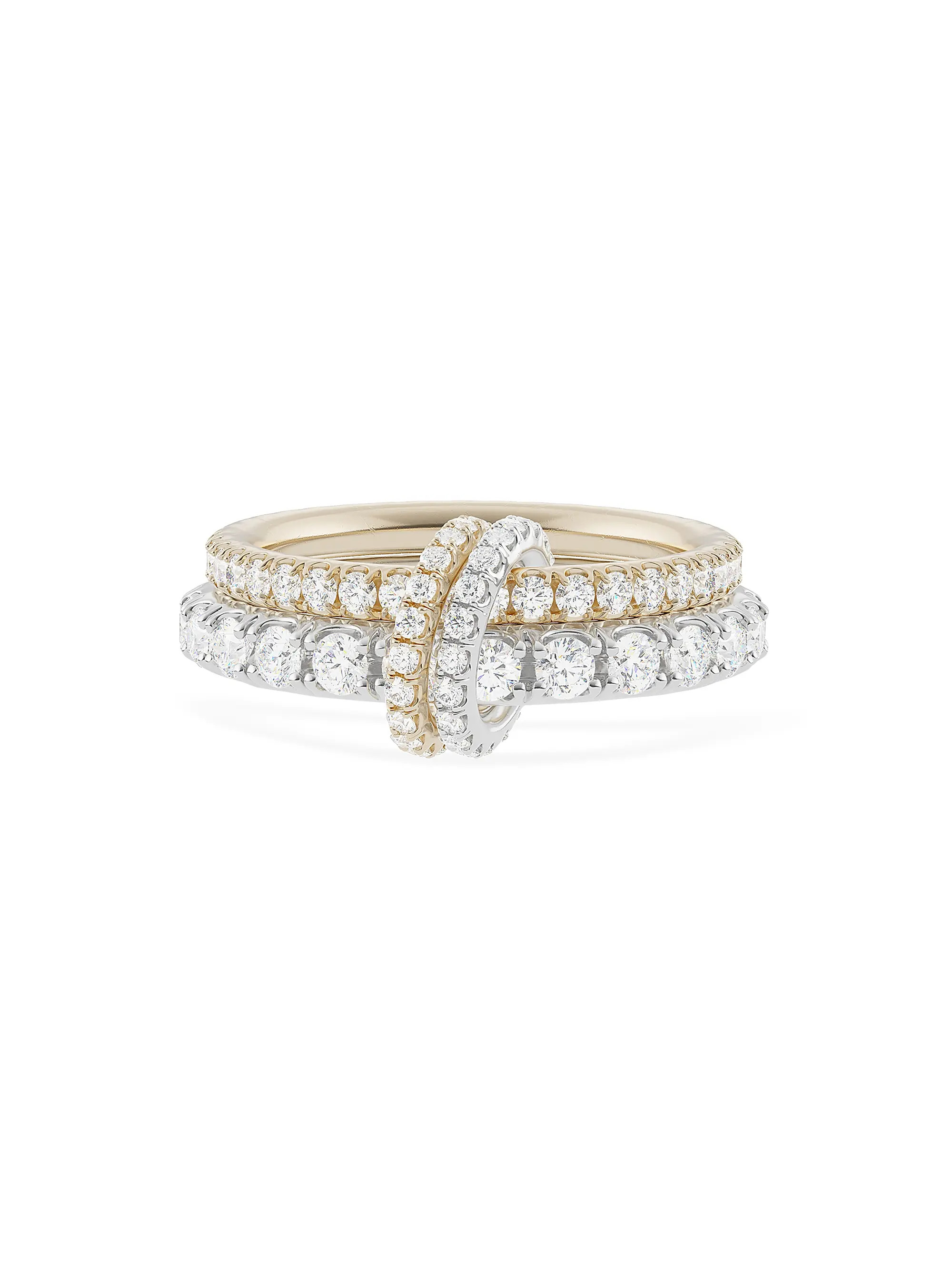 Cadence Two-Tone 18K Gold & 2.20 TCW Diamond Double-Band Ring | Saks Fifth Avenue