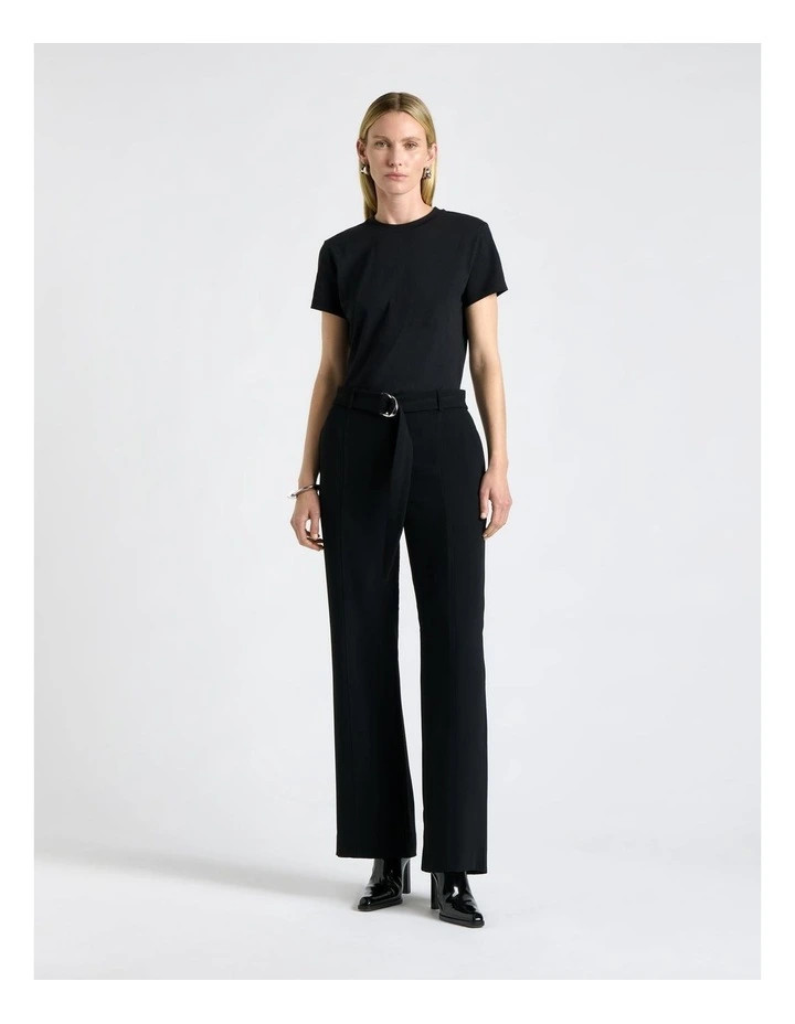 Recycled Crepe Belted Straight Leg Pant in Black | Myer