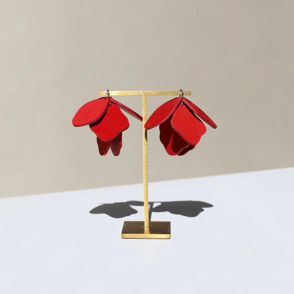 Ruby Red Margot Hoop Charms | Nickel and Suede