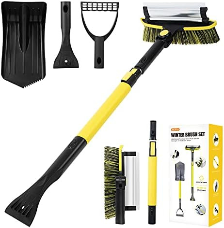 GEJRIO Ice Scraper and Snow Shovel, 5 in 1 Snow Brush for Car Windshield, 29.9" to 37.5" Extendable  | Amazon (US)