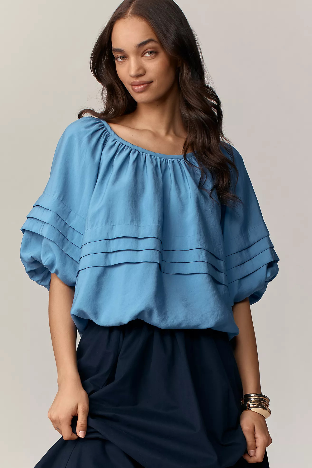 Maeve Short-Sleeve Bubble Tiered Top | Anthropologie (US)