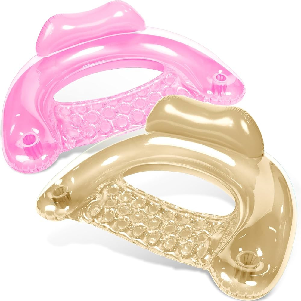 SLOOSH Inflatable Pool Floats Adult,2 Pack Pool Chairs with Cup Holders,Pure Blow up Floats Chair... | Amazon (US)