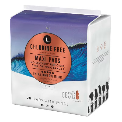 L. Organic Cotton Topsheet Maxi Extra Long Overnight Pads - 20ct | Target