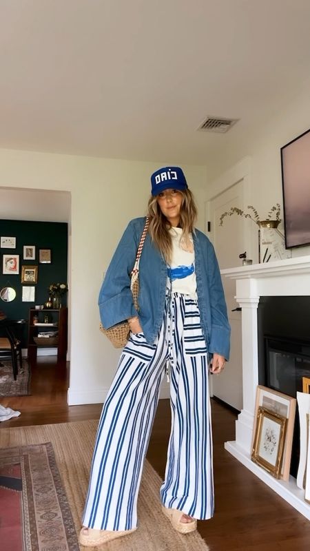 Gimme all things blue! Love these striped pants — they are soooo comfortable! 