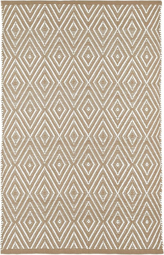 Dash and Albert Diamond Khaki/White Handwoven Indoor/Outdoor Rug, 4 X 6 Feet, Neutral/White Geome... | Amazon (US)
