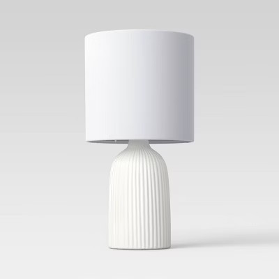 Fluted Ceramic Mini Table Lamp White - Threshold™ | Target