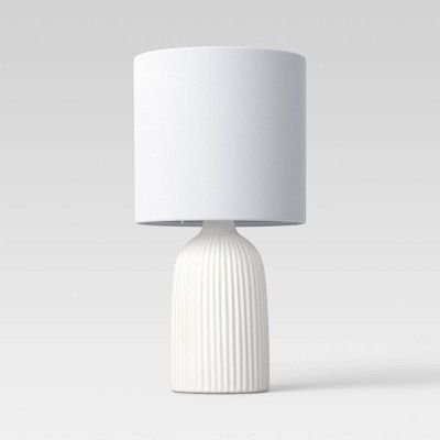 Fluted Ceramic Mini Table Lamp White - Threshold&#8482; | Target
