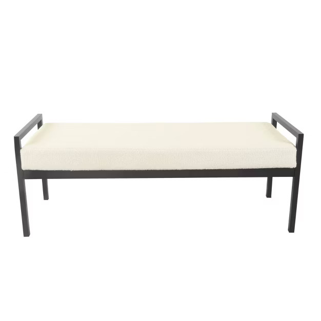 Modern Metal Sherpa Bench Cream - HomePop | Target