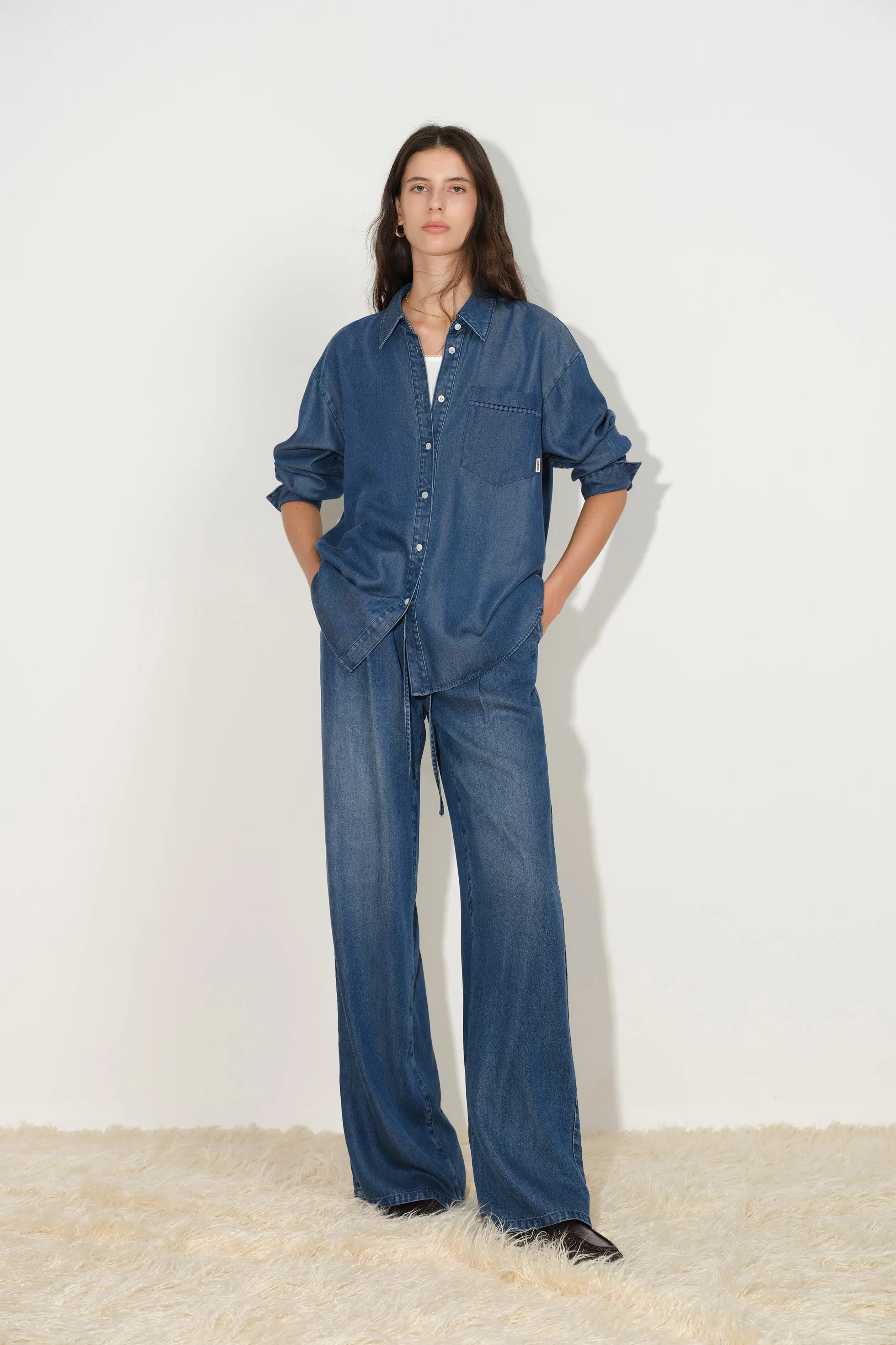 Eva Vintage Blue Airy Shirt in Lyocell Denim | Fabrique