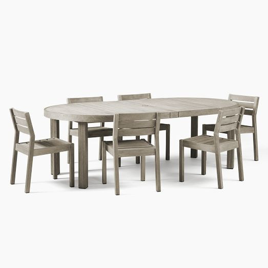 Portside Outdoor Round Extendable Dining Table (48"–93") | West Elm (US)