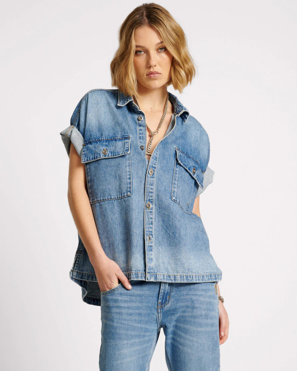 Blue Rapture Cut Off Denim Shirt | One Teaspoon | OneTeaspoon