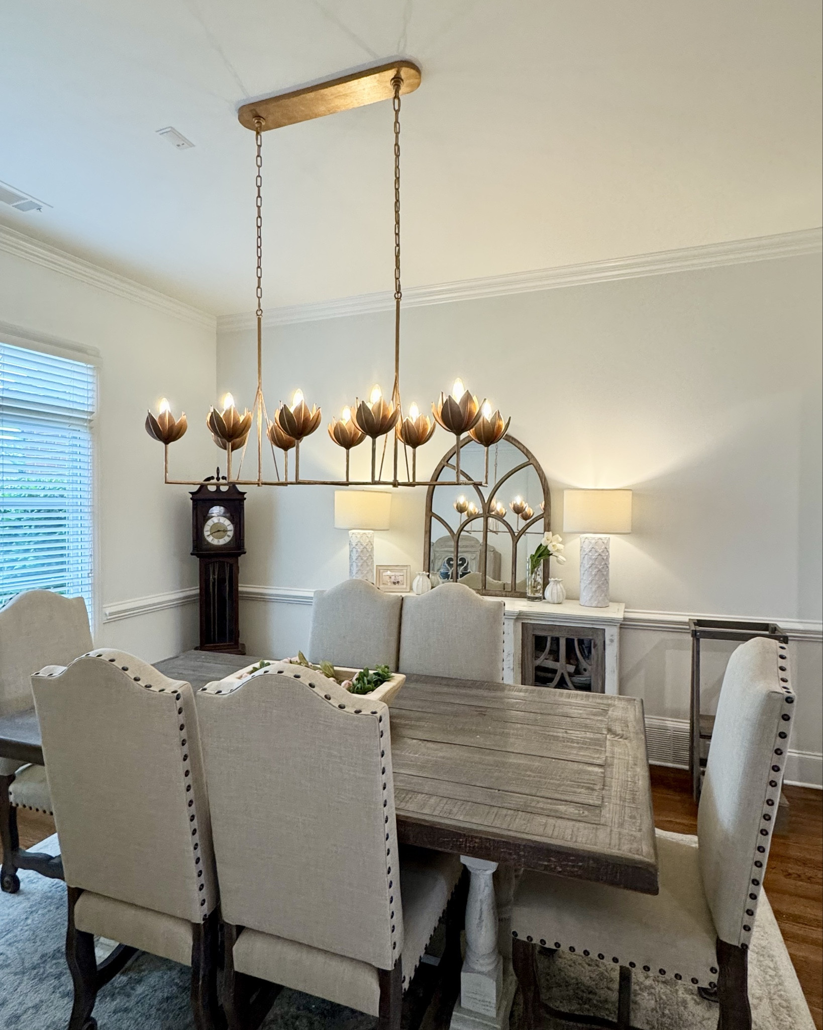 This beautiful light fixture is such a statement in our new house! Literally obsessed with it and wish I could get all of the other ones that look just like it for every room! It is the highest quality and the most beautiful finish!

#LTKHome