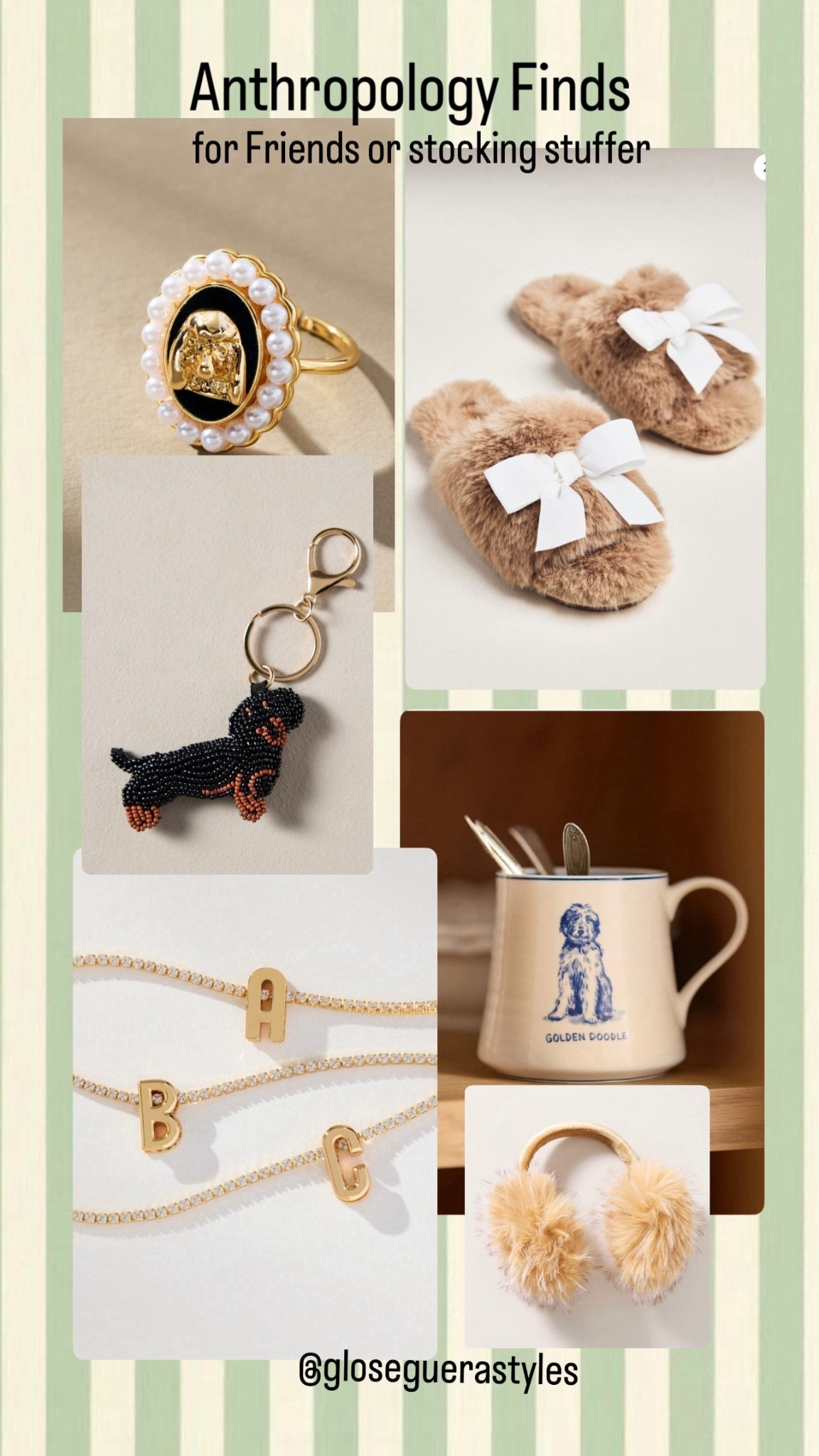 Gifts for a friend or for stocking from Anthropology These
On sale for cyber Monday 
The have other types of dogs In the ring, keychain and mug 
Other colors in the ear muffs and house slippers 

#LTKGiftGuide #LTKHoliday #LTKCyberWeek