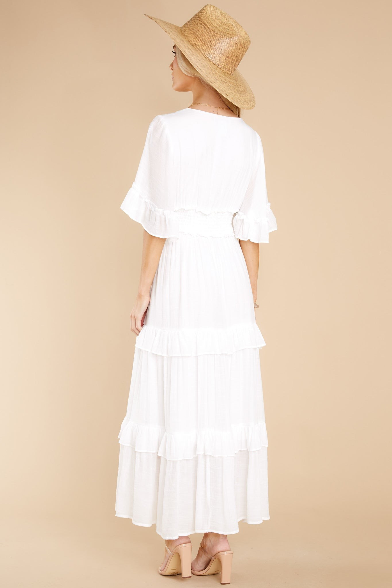 Twirl Some More White Midi Dress | Red Dress 