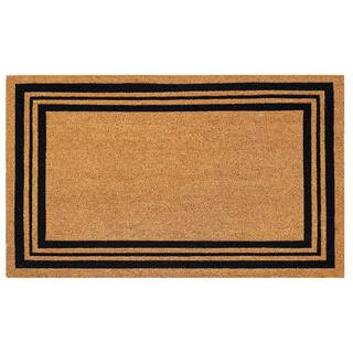 StyleWell Welcome Natural Black Border 24 x 36 Coir Non-Slip Outdoor Door Mat kera#261223-94 - Th... | The Home Depot