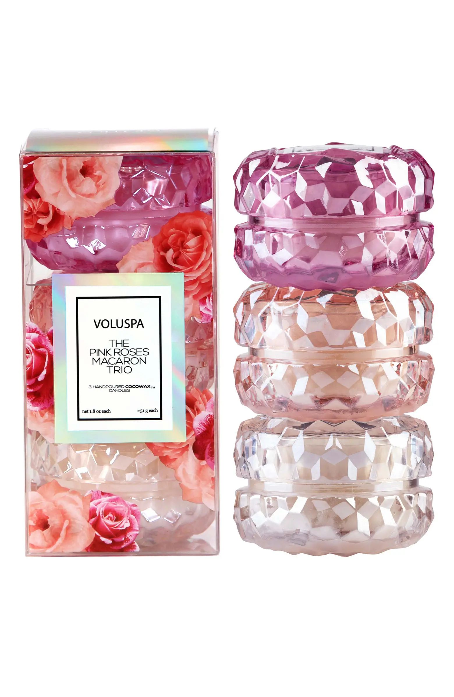 The Pink Roses Macaron Candle Trio Gift Set | Nordstrom