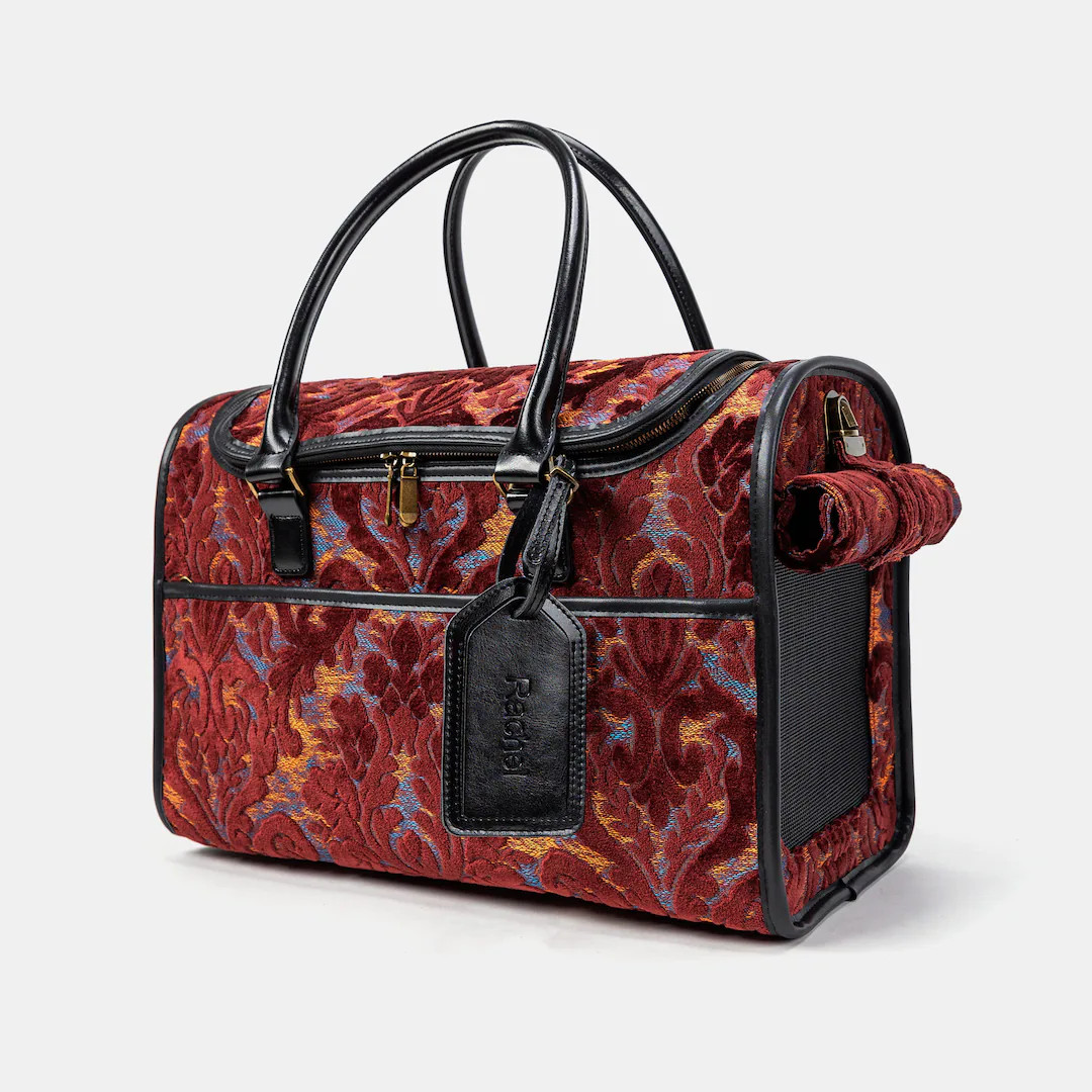 Personalized Travel Dog Carrier-pet Bag -carry on Dog Bag-travel Cat Carrier-burnout Velvet Wine ... | Etsy (US)