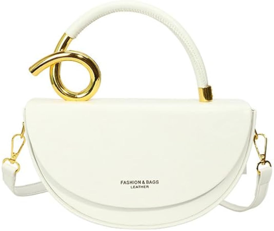 Semi-circular Saddle Purses for Women Elegant PU Leather Tote Shoulder Bag Chic Crossbody Handbag | Amazon (US)