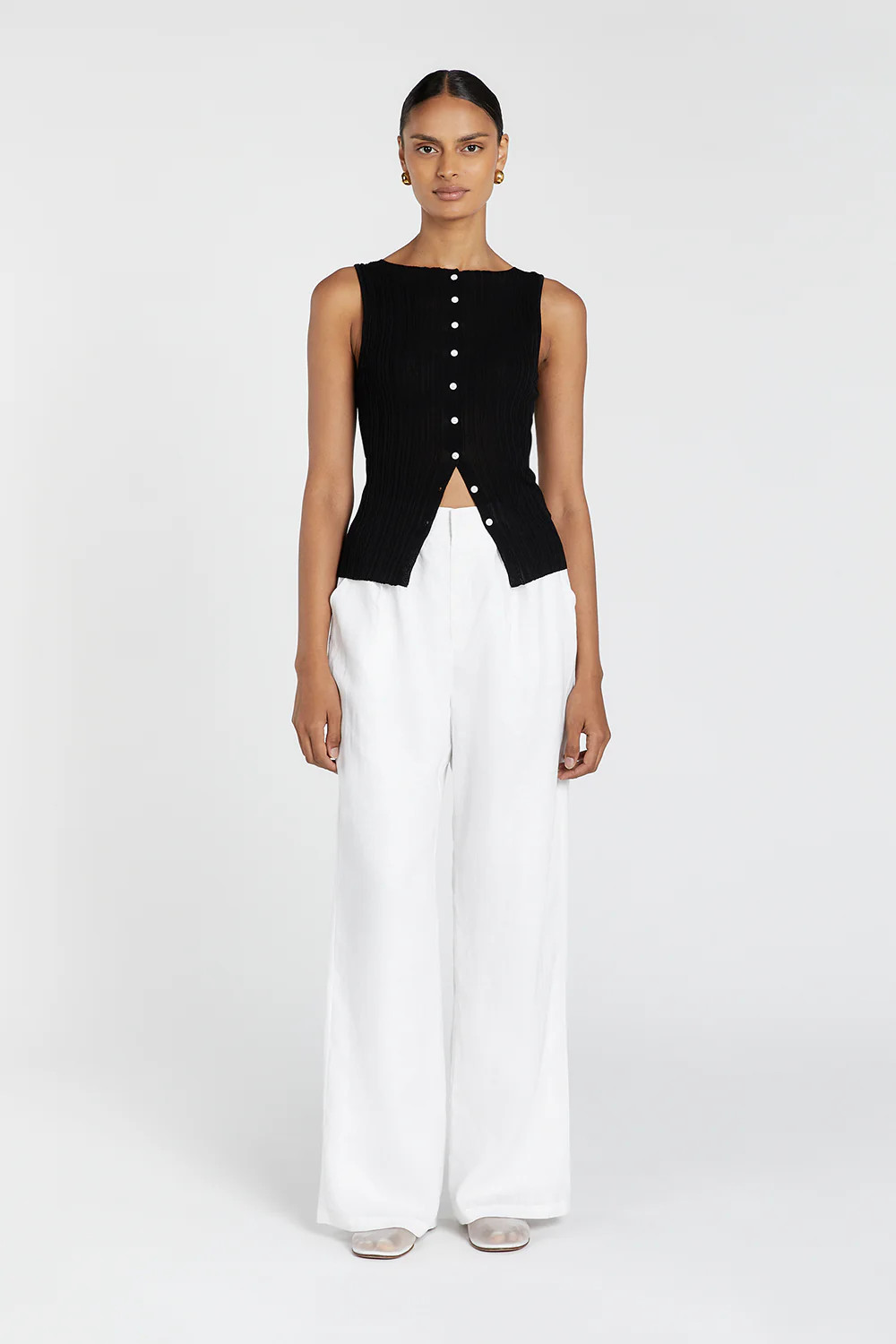 GEMMA BLACK SLEEVELESS KNIT TOP | DISSH