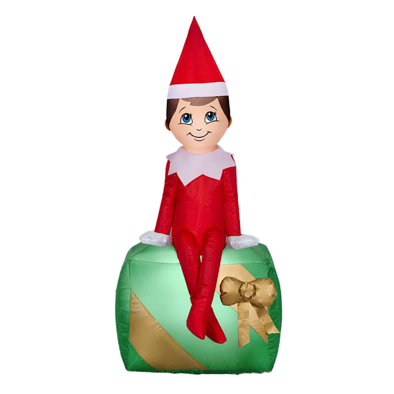The Elf on the Shelf® Inflatable Scout Elf on Present, 4' | At Home