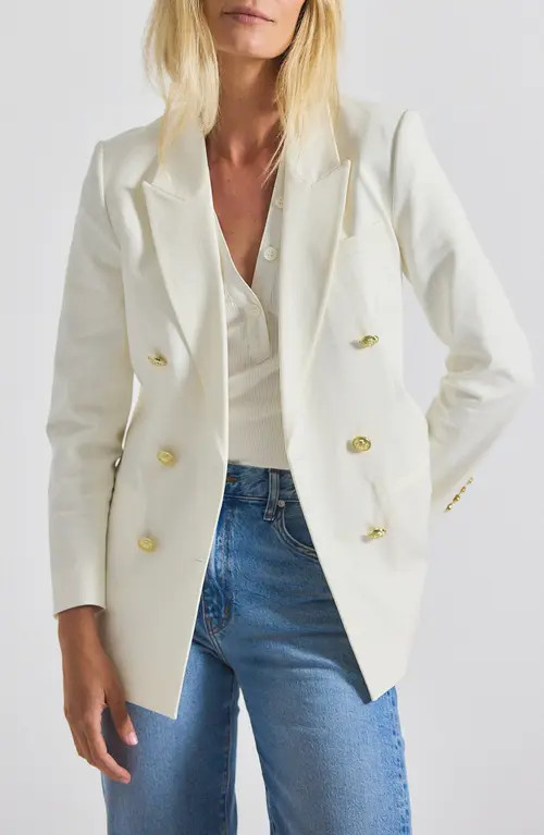 Derek Lam 10 Crosby Walter Cotton Blend Double Breasted Jacket in White at Nordstrom, Size 6 | Nordstrom
