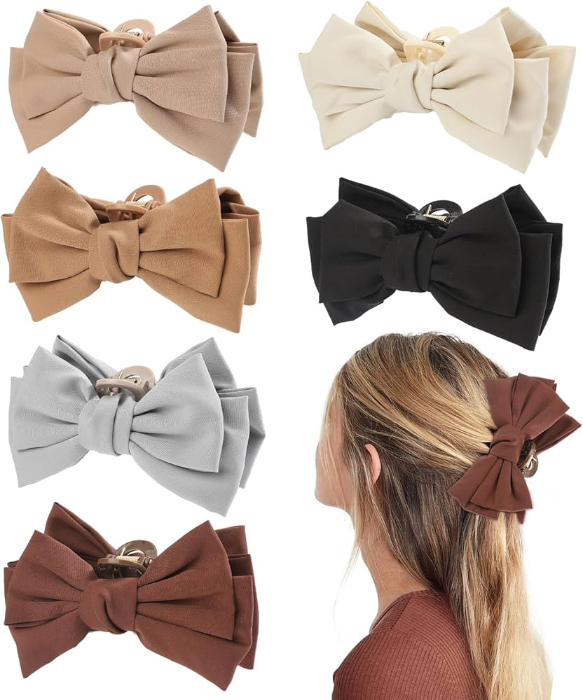 Auseibeely 6 PCS Silky Satin Hair Accessories: Large Knot Clips for Women & Girls, Ideal for Wedd... | Amazon (US)