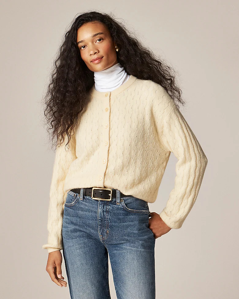 Supersoft pointelle bubble-hem cardigan | J. Crew US
