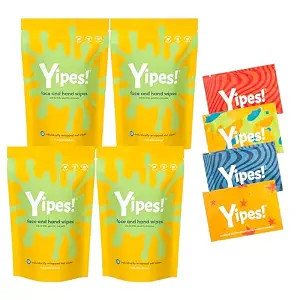 Yipes! Kids Face and Hand Wipes | Compostable Wet Wipes for Sensitive Skin | Individually Wrapped... | Amazon (US)