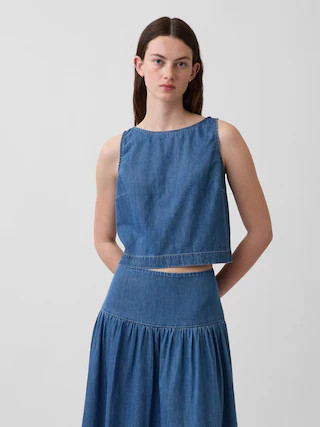 Denim Crop Shell Tank Top | Gap (CA)