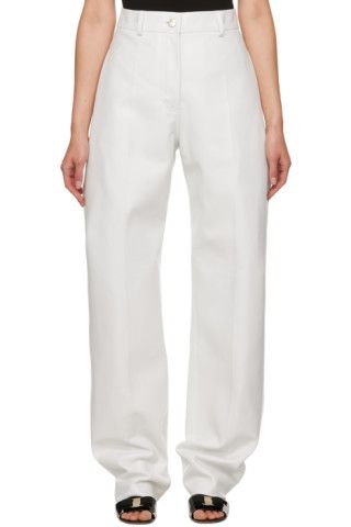 White Creased Leather Pants | SSENSE
