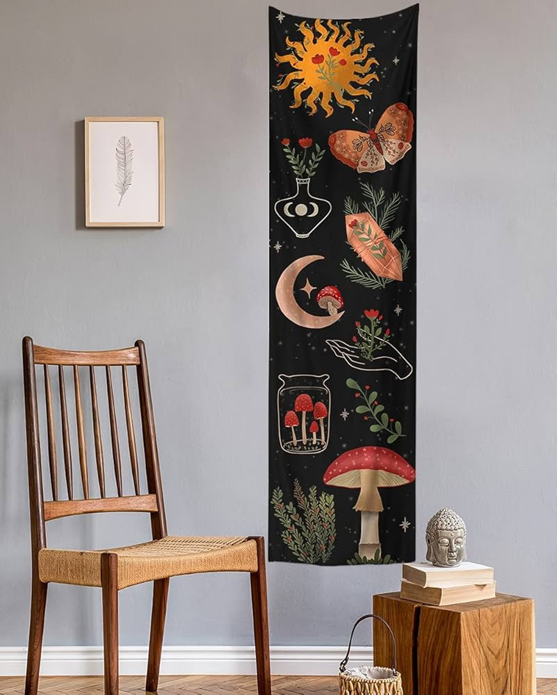 GYW Botanical Mushroom Tapestry Wall Hanging Floral Sun Moon Starry Chart Wall Tapestry Bohemian ... | Amazon (US)