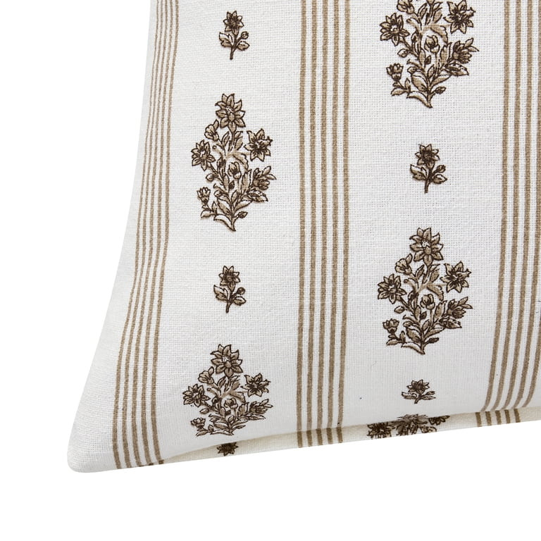My Texas House 18" x 18" Brown Floral Stripe Decorative Pillow Cover | Walmart (US)