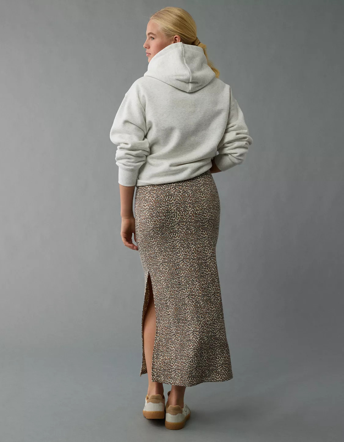 AE High-Waisted Leopard Column Maxi Skirt | American Eagle Outfitters (US & CA)