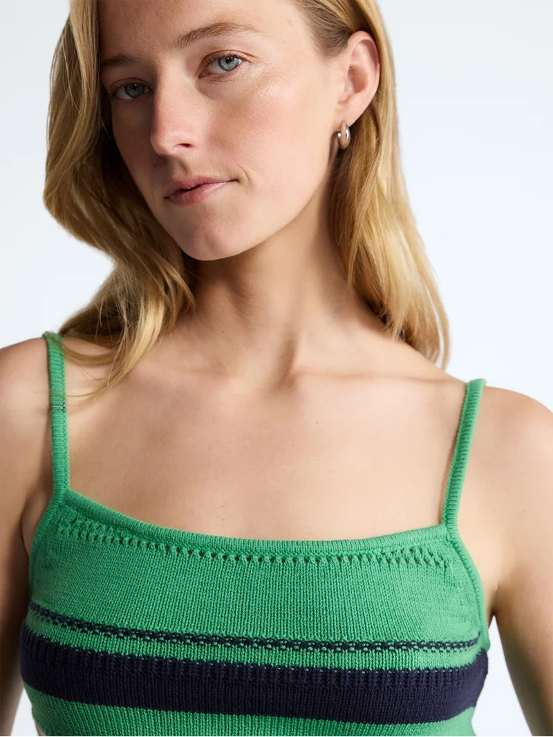 Free Assembly Women's Textured Stitch Stripe Tank Top, Sizes XS-XXL | Walmart (US)