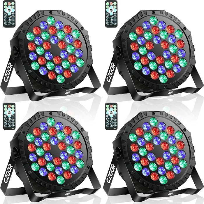 LED Stage Lights 4Pack - Czgor 36W RGB DJ Par Lights with Sound Activated Auto Play by Remote & D... | Amazon (US)