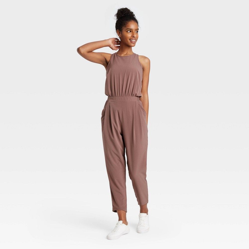 Women's Stretch Woven Sleeveless Jumpsuit - All in Motion Brown XXL | Target