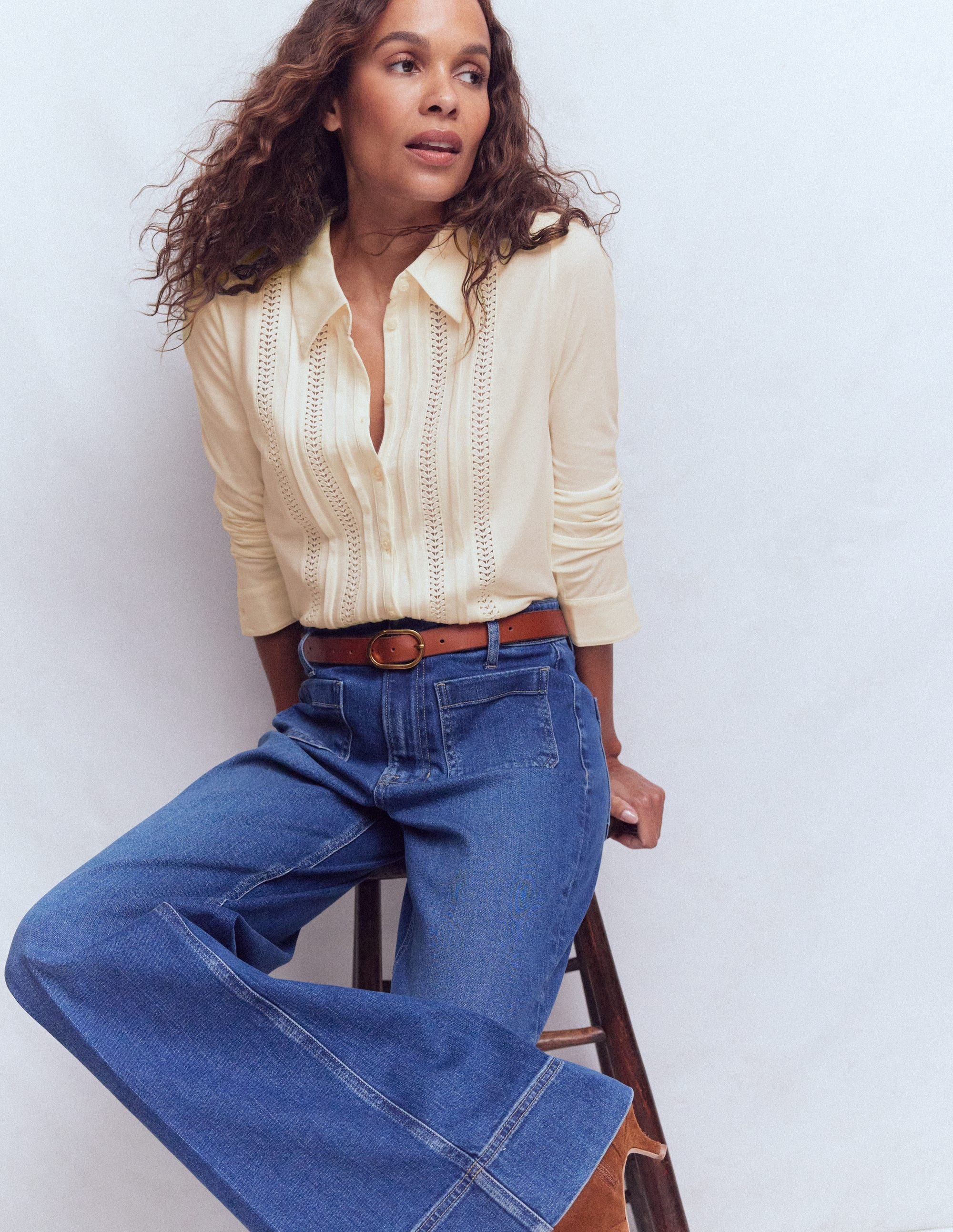 Trim Detail Jersey Shirt-Ivory | Boden (US)