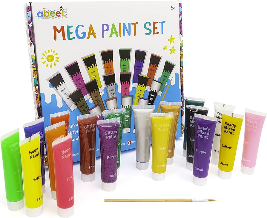 abeec Mega Paint Sets For Kids - Paint For Kids - 18 x Poster Paint - Child Friendly Paint - Kids... | Amazon (UK)
