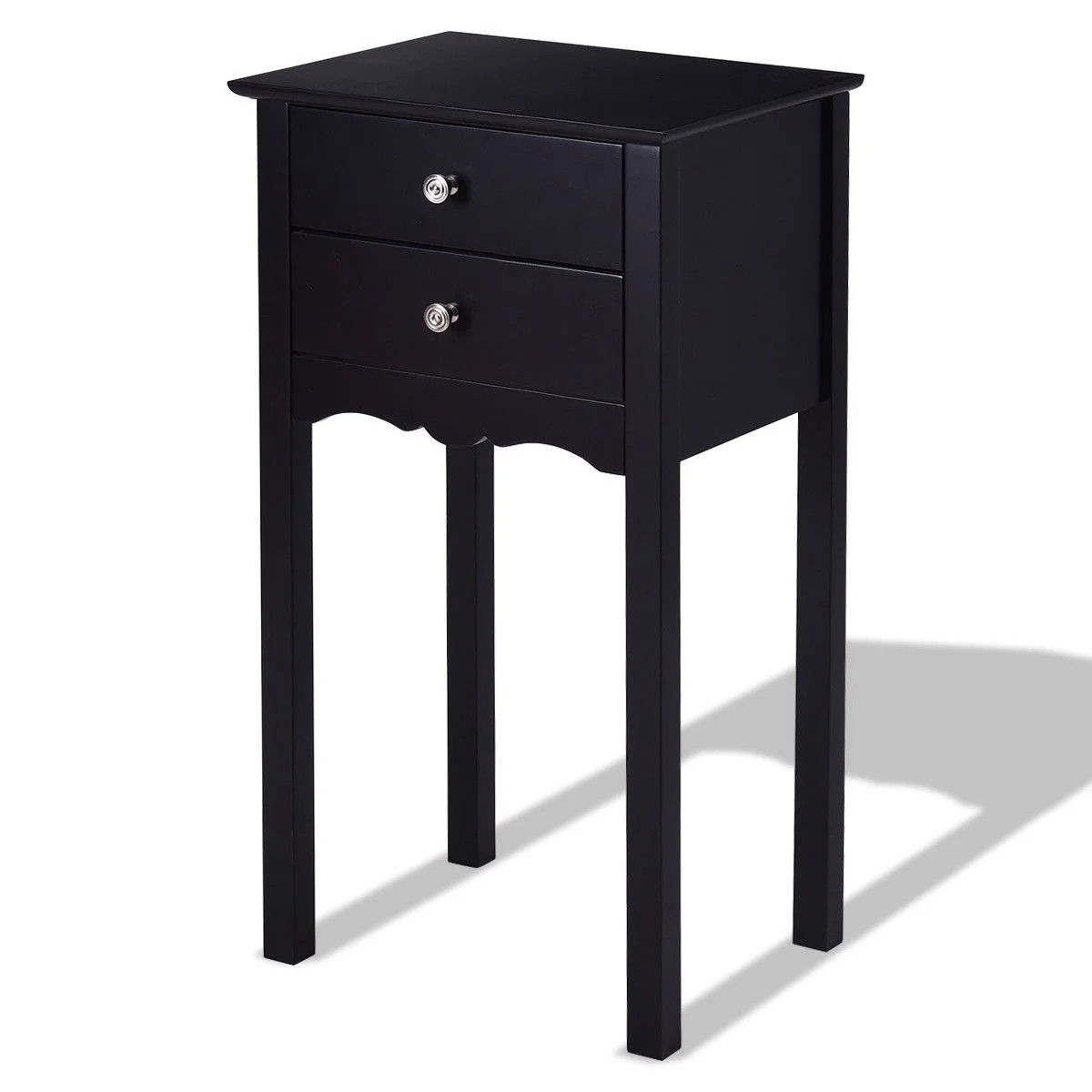 Elegant 2-Drawer End Table Nightstand Side Table in Black Wood Finish | Shop Simon