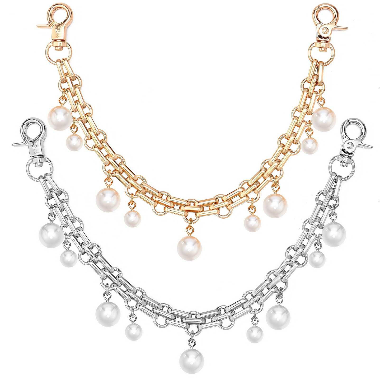2Pcs Purse Extender Chain Gold Silver Bag Extender Chain Pearl Purse Strap Extenders Cute Purses ... | Amazon (US)