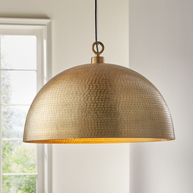 Rodan Hammered Brass Metal Dome Pendant Light + Reviews | Crate & Barrel | Crate & Barrel
