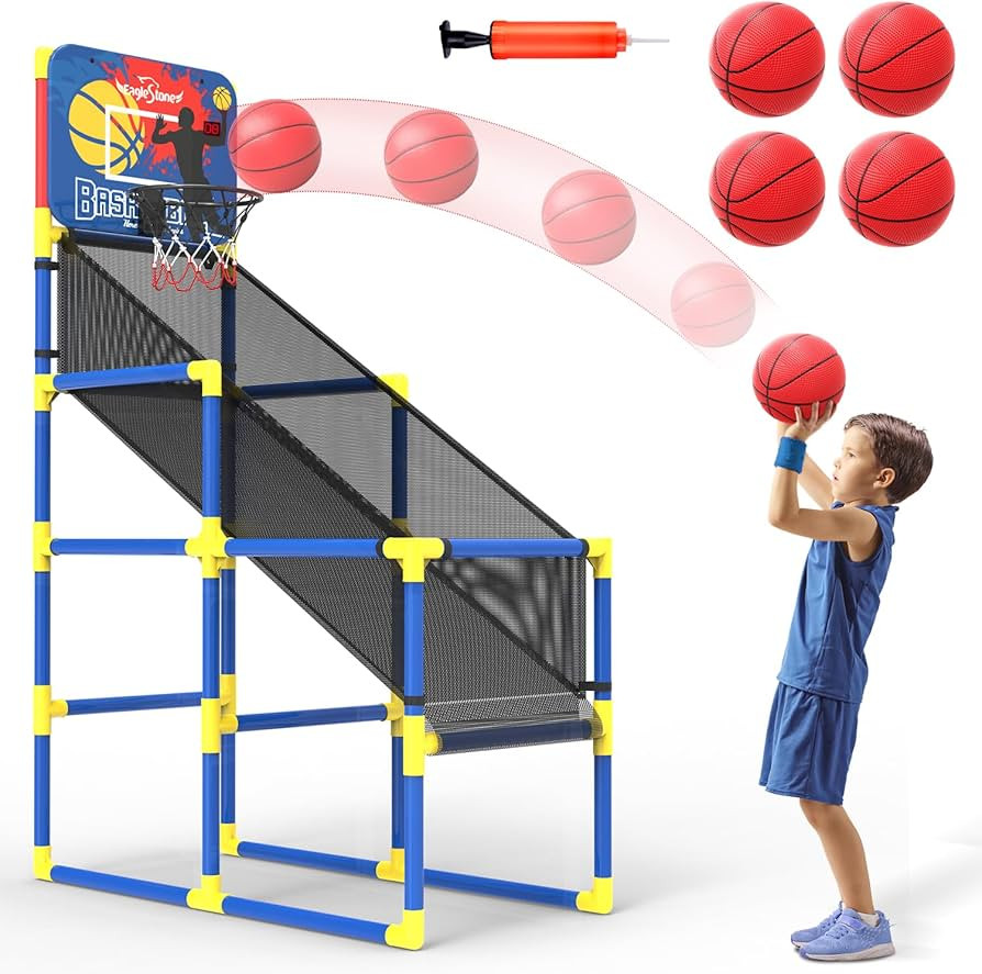 EagleStone Kids Arcade Basketball Game with 4 Balls,Basketball Hoop Indoor or Outodor with Electr... | Amazon (CA)