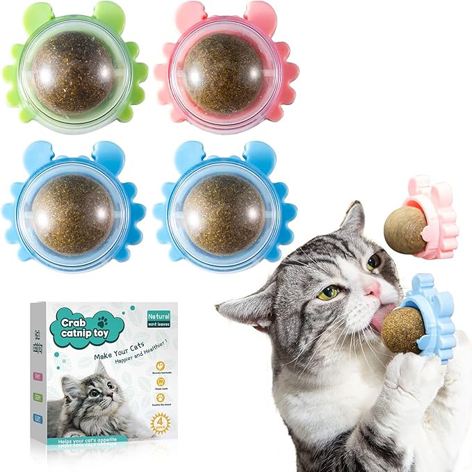 Catnip Ball Toy Catnip Balls for Cats Wall 4 Pack Cat Nips Organic Ball Edible Kitten Toys Intera... | Amazon (US)