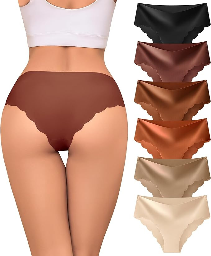 Sexy Seamless Underwear Wave Edge No Show Bikini Panties V-waist Ice Silk Hipster Lady Cheeky Inv... | Amazon (US)